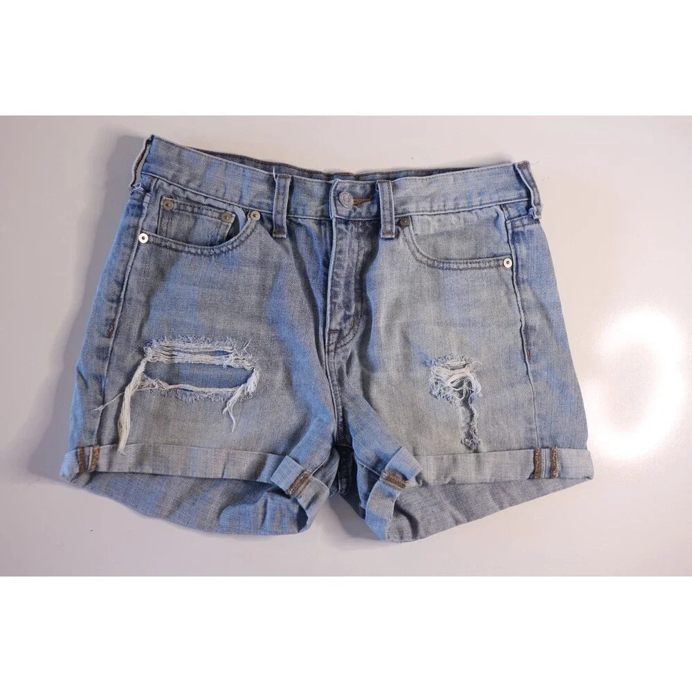 Madewell Distressed Cuffed Jean Shorts Women's Size 27 Boho Beachy